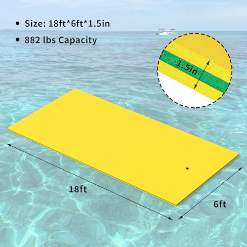 Oversized Lily Pad Floating Mat, 3 Layer 7'/9'/12'/18' Floating Water Mat,Ocean, Beach, River, Pool, Floating Mat for Water Recreation and Relaxing