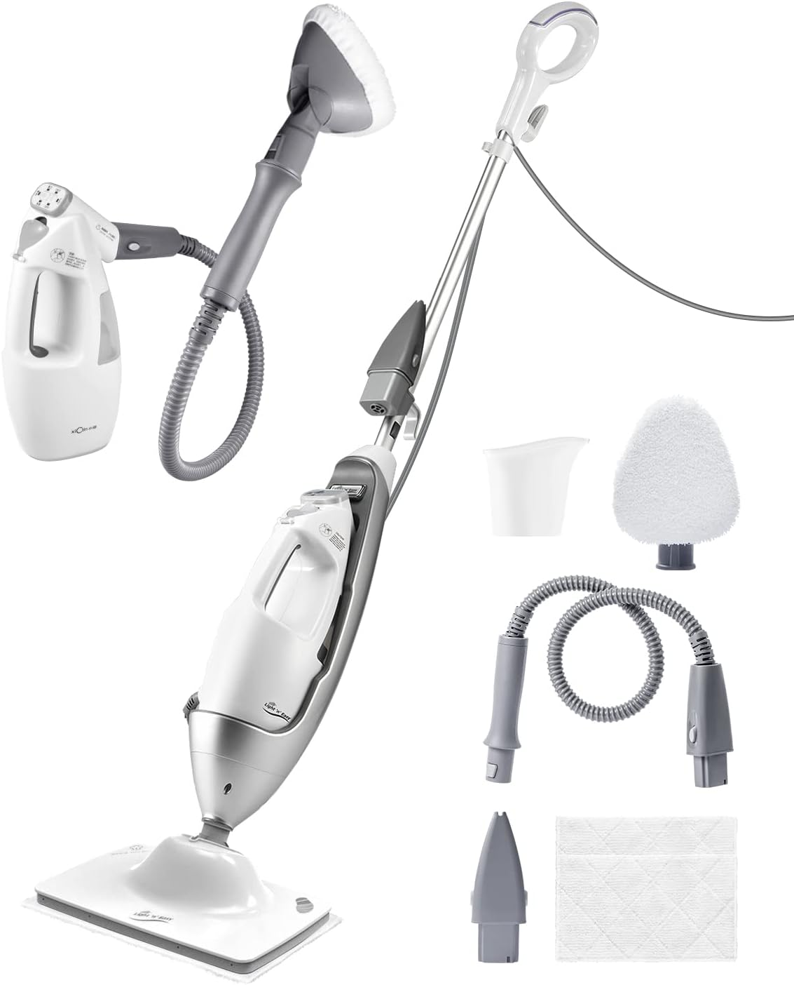 LIGHT 'N' EASY Multi-Functional steam mop Steamer for Cleaning Hardwood Floor Cleaner for Tile Grout Laminate Ceramic, 7688ANW, White