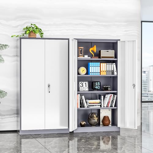 INTERGREAT Metal Storage Cabinets 72” Black Garage Steel Storage Cabinet with Doors and Shelves, Metal Tool Cabinet