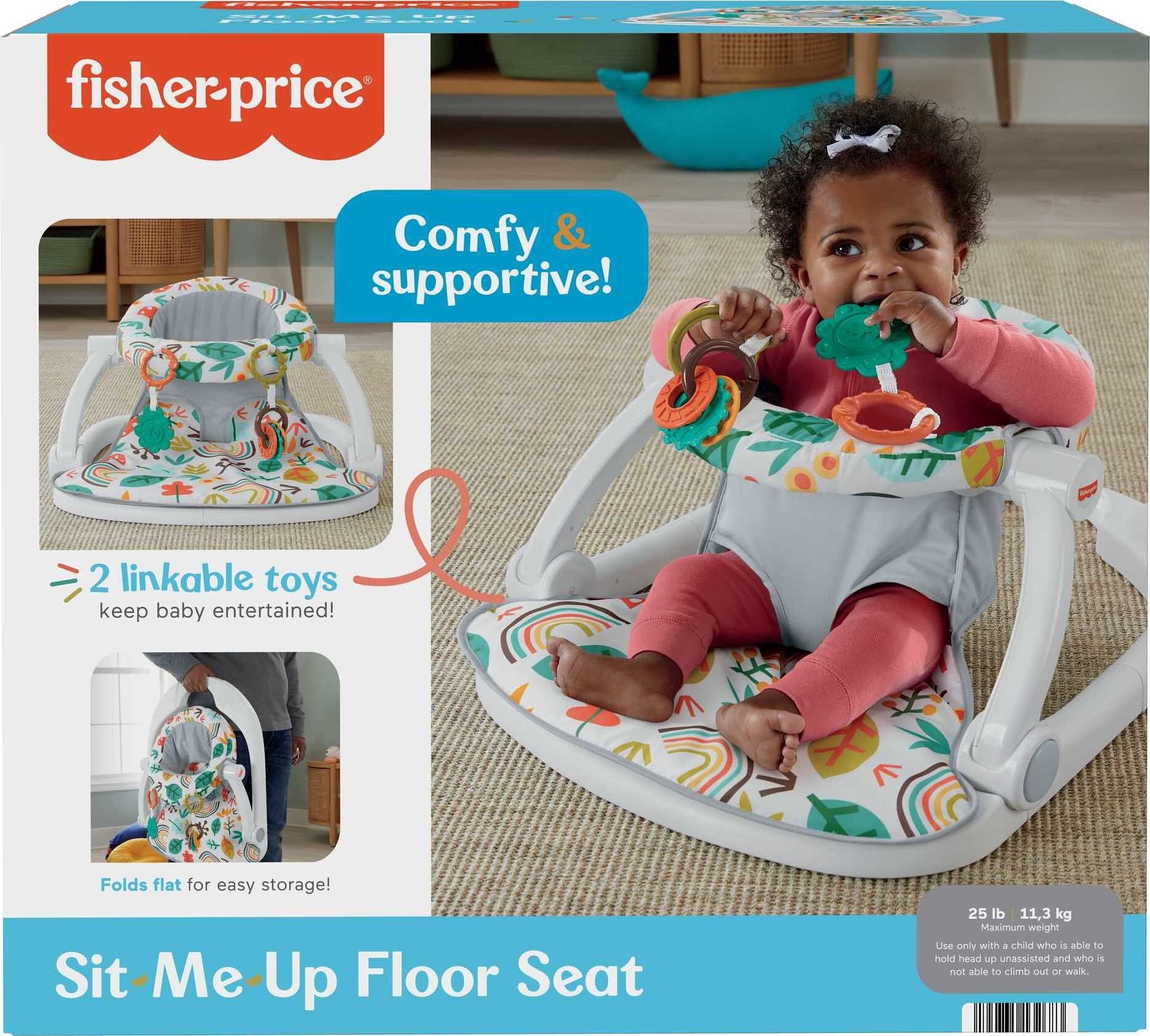 Fisher-Price Sit-Me-Up Floor Seat Portable Infant Chair with 2 Toys, Whimsical Forest