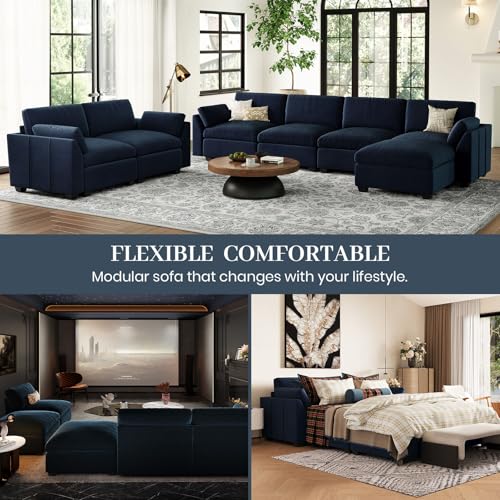 Belffin Extra Large Modular Sectional Sofa,106.3" 4-Seater L Shaped Couch,Velvet Convertible Sectional Couches for Living Room