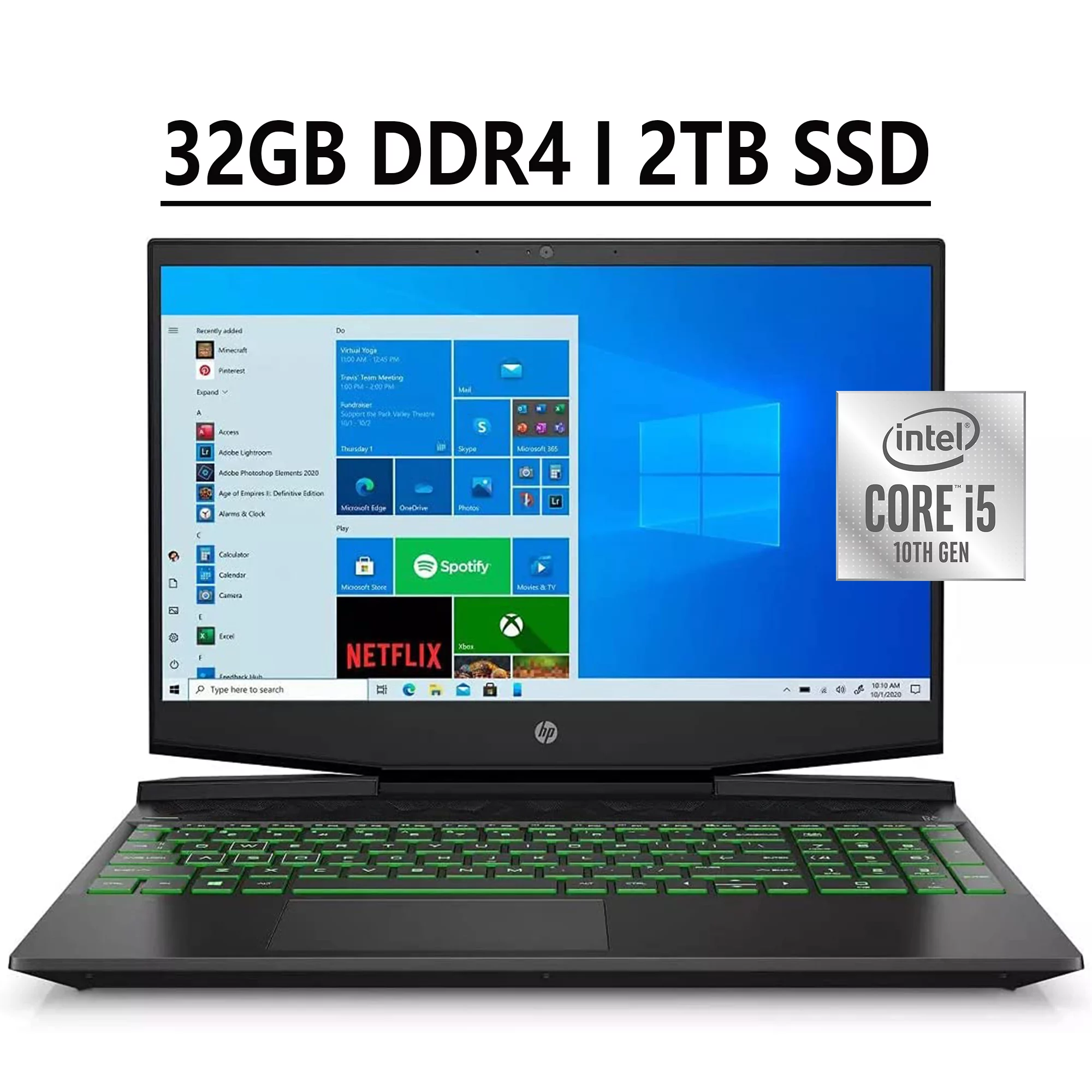 HP Pavilion 15 Gaming Laptop 15.6" FHD IPS Anti-glare Display 10th Gen Intel Quad-Core i5-10300H 32GB DDR4 2TB SSD GeForce GTX 1650 4GB Backlit