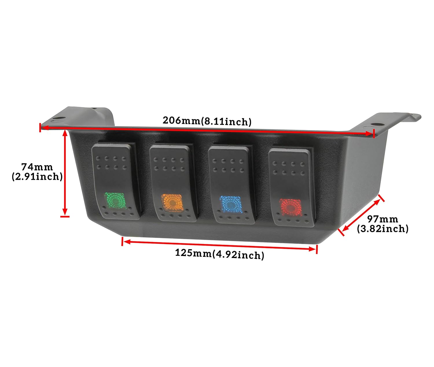 Switch Panel for Polaris RZR XP 1000, SAUTVS Under Dash Switch Case with 4 Rocker Switches for Polaris RZR XP 1000 2014-2018 Accessories