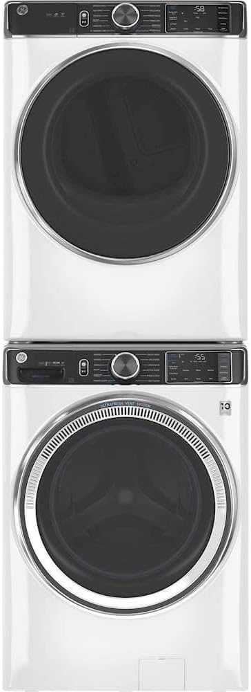 GE GFD85GSSNWW 28" Front Load Gas Dryer with 7.8 cu. ft. Capacity Stainless Steel Drum Built-in WiFi Sanitize Cycle and Damp Alert in White
