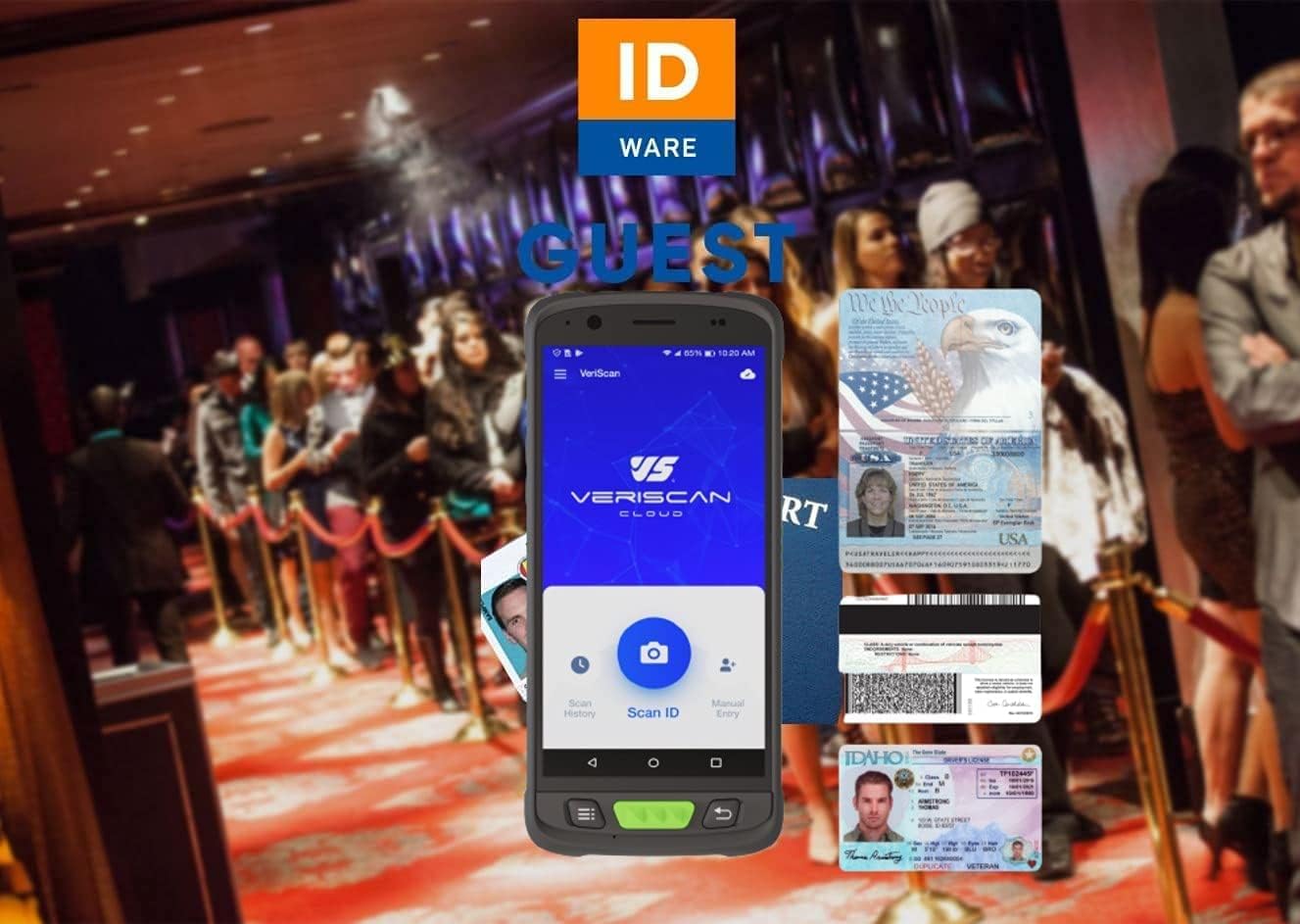 IDWare 9000+ ID & Passport Scanner – Touchless Mobile Scanning Solution with VeriScan Mobile Software for Age Verification & Visitor Management –