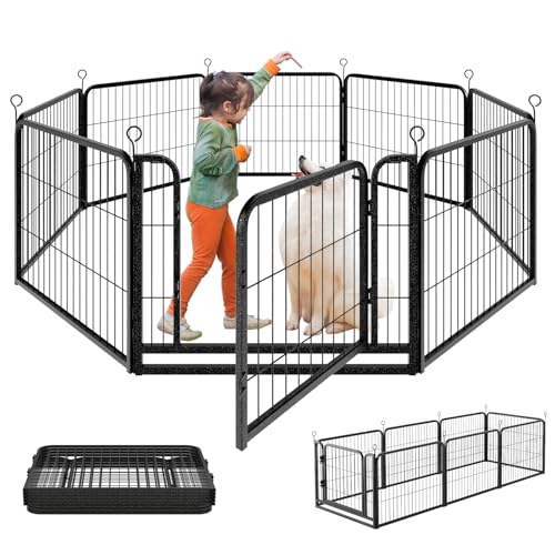 Dog Playpen Outdoor Extra Wide 12 Panels Heavy Duty Anti-Rust Coating-Strengthened Dog Fence 40" Height with Doors Portable for RV Camping Yard