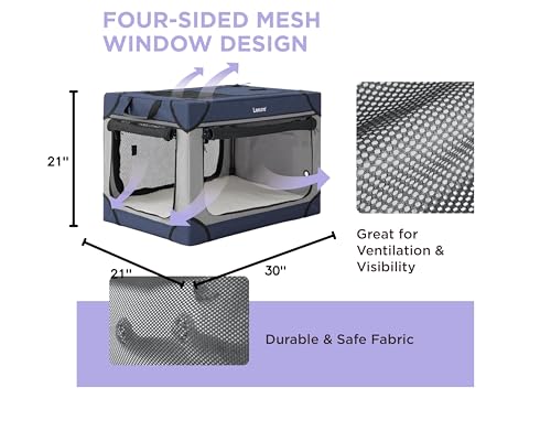 Lesure Soft Collapsible Dog Crate - 42 Inch Portable Travel Crate for Extra Large Dogs Indoor & Outdoor