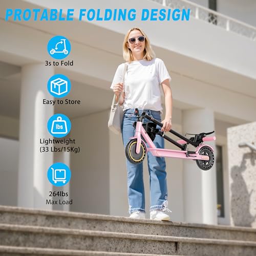 Electric Scooter for Adults with Seat, Folding Commuter E Scooter with 350W Motor, 19MPH Speed, 21 Miles Long Range, Dual Brakes, App Control