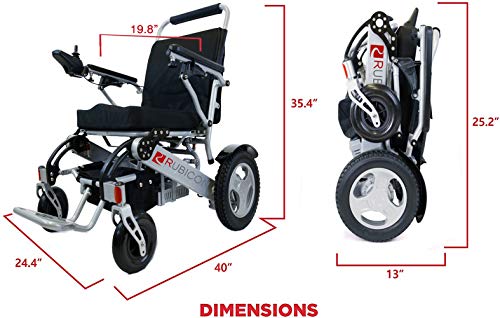 Rubicon Deluxe Electric Wheelchair, All Terrain, Powerful Brushless 600W Motors - Longest Range Dual Battery, Heavy Duty, Foldable, Durable. (Model1)