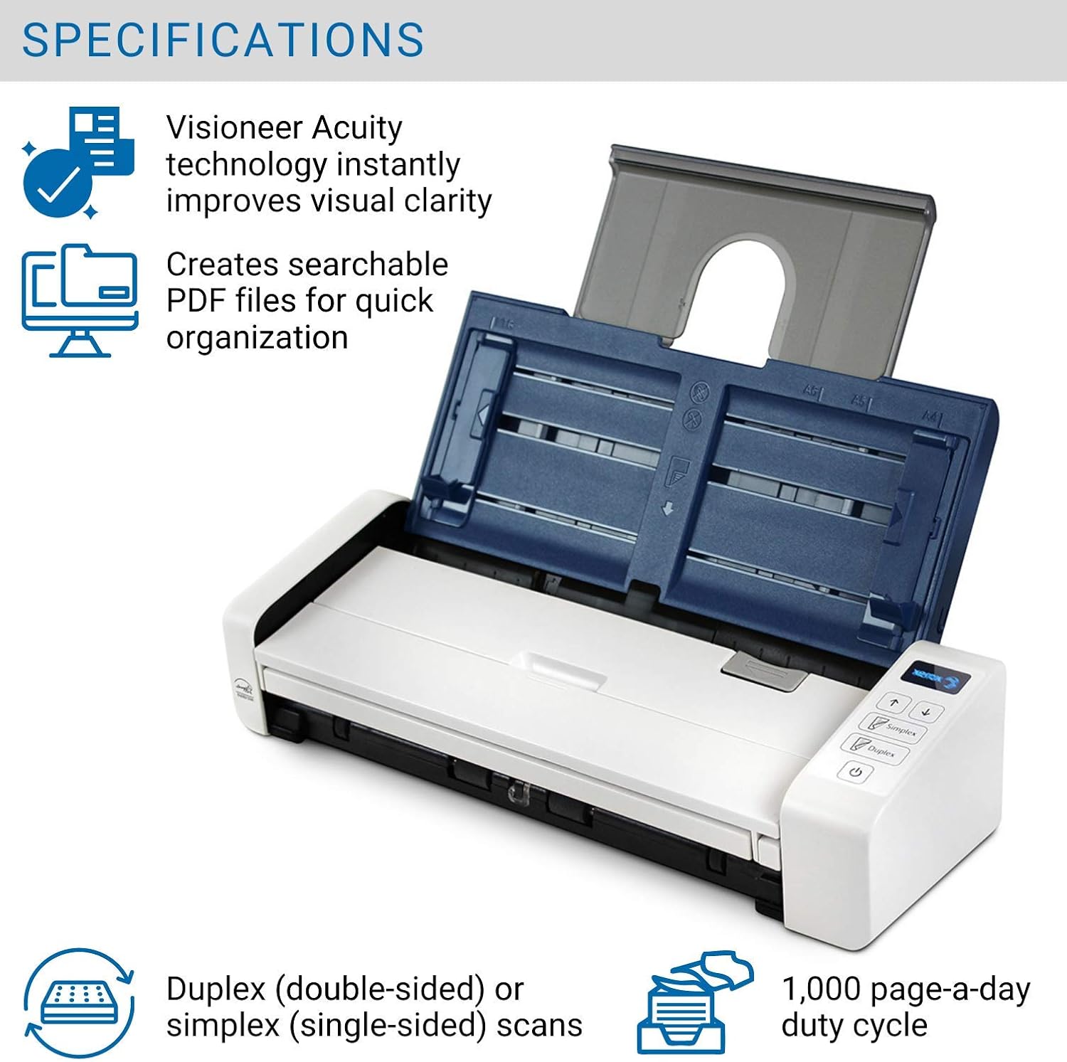 Xerox Duplex Portable Document Scanner, Xerox Duplex Portable Scanner, Blue & White