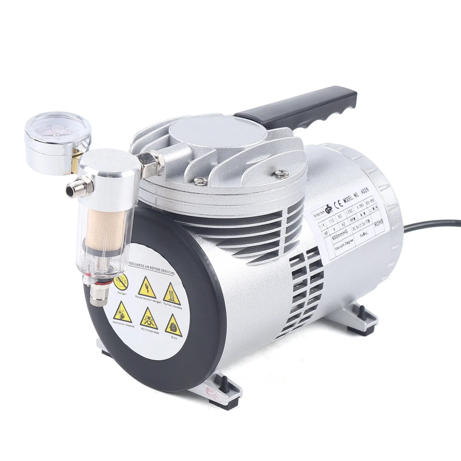 Miumaeov 1/6HP Oilless Diaphragm Vacuum Pump Small Oil Free Vacuum Gauge Suction Pump Automotive Vacuum Suction Pump Refrigerant Air Tool