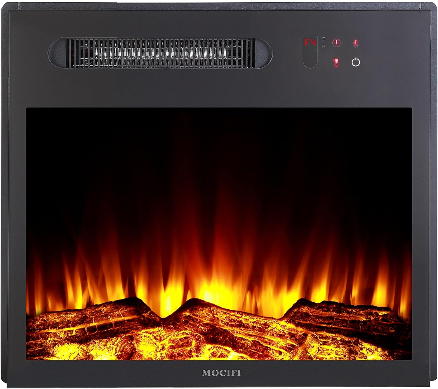 MOCIFI 23 inch Built-in Electric Fireplace Insert Heater,Low Noise,Remote Control,Touch Control Screen,Adjustable Flame Brightness and Speed,1500W