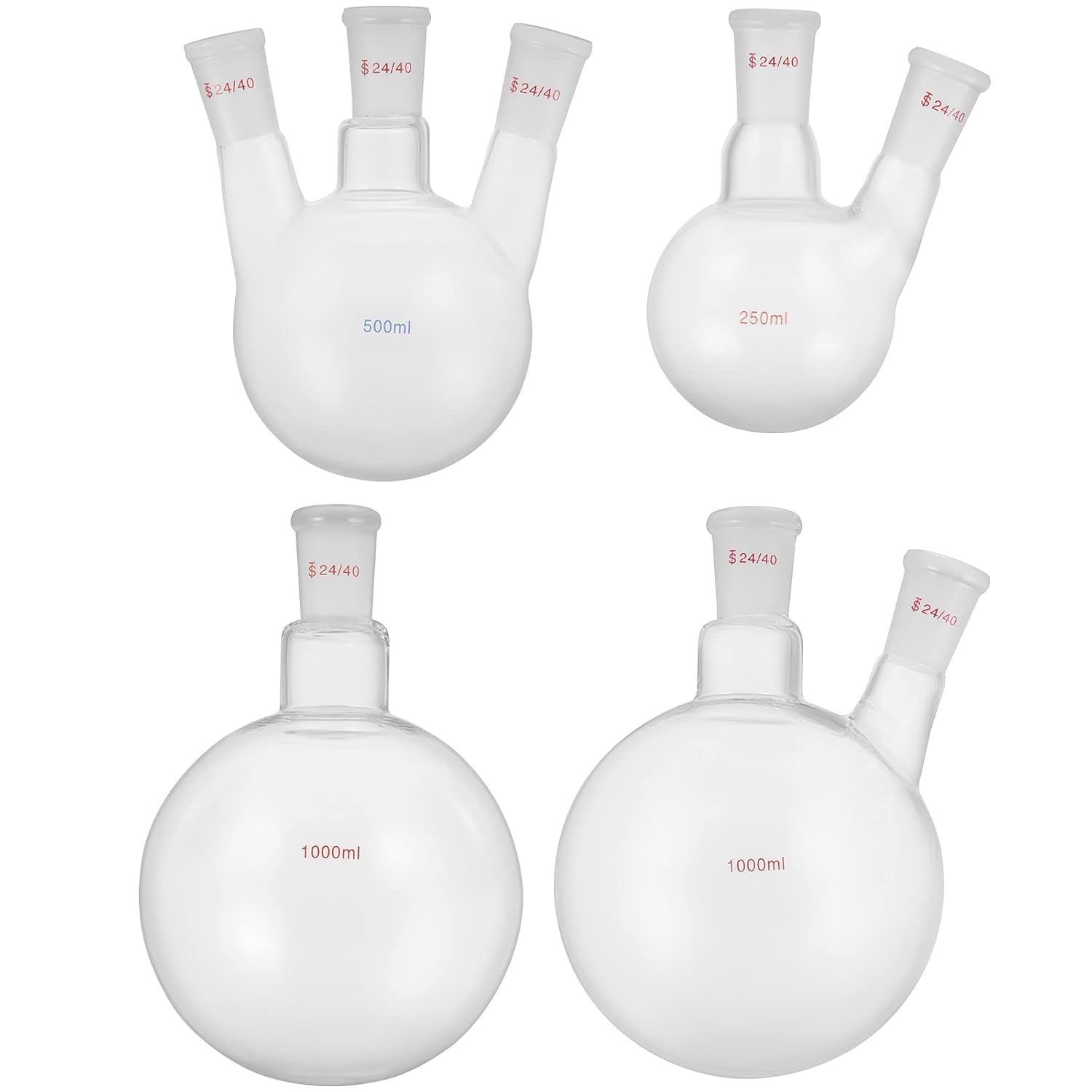 VEVOR New Laboratory Glassware 24/40 Chemistry Glassware 32PCS Chemistry Lab Glassware Kit 250 1000ml for Distillations Separation Purification