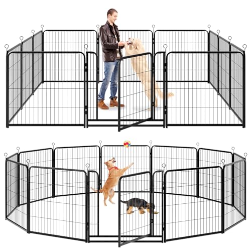 Dog Playpen Outdoor Extra Wide 12 Panels Heavy Duty Anti-Rust Coating-Strengthened Dog Fence 40" Height with Doors Portable for RV Camping Yard
