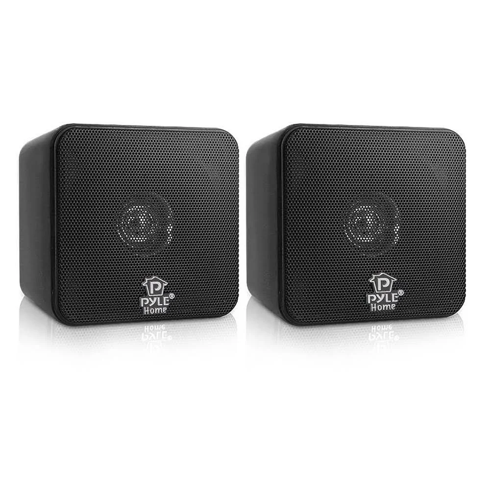 Pyle PCB4BK 4 inch 200W Mini Cube Bookshelf Stereo Speakers, Black (4 Speakers) 81866057