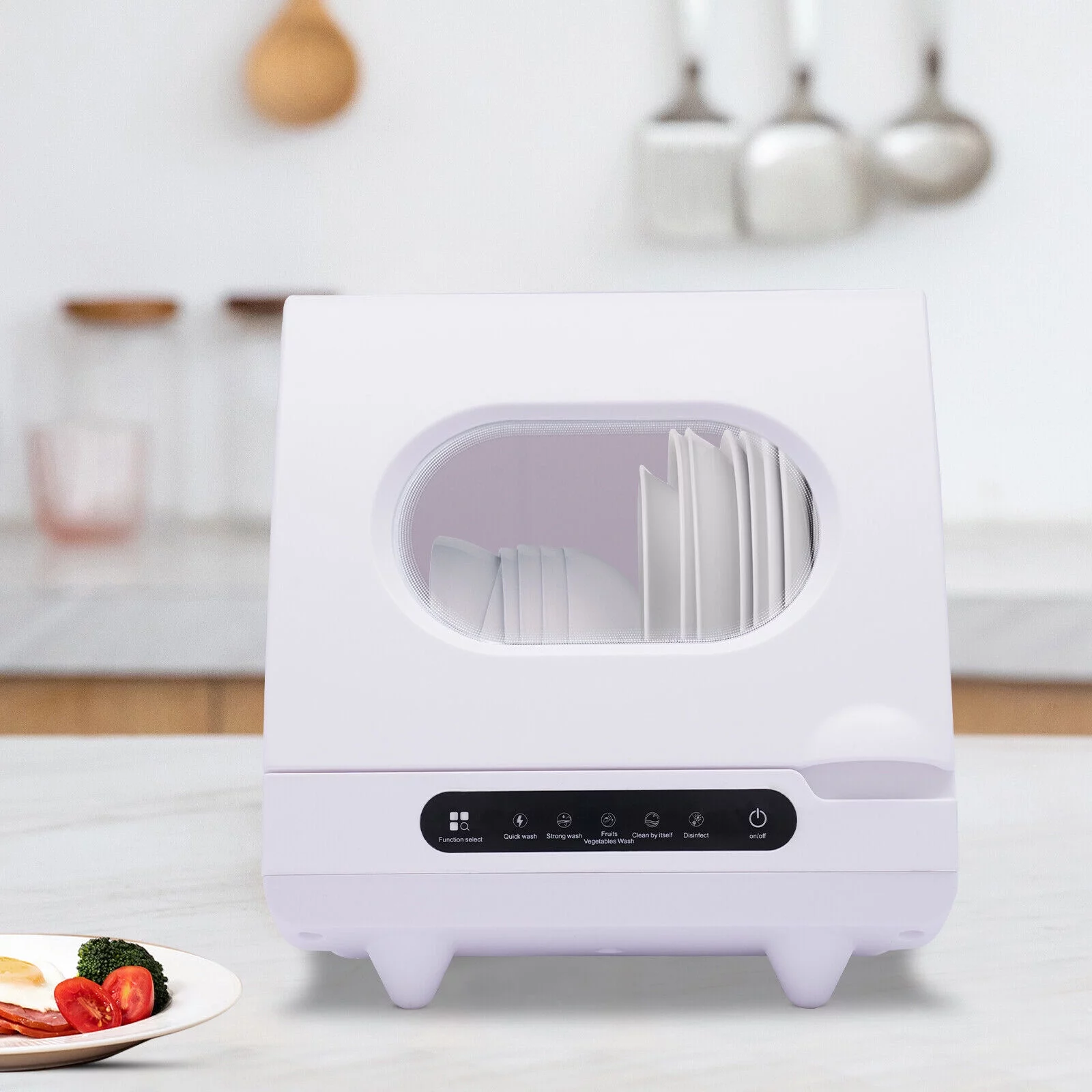 ZhdnBhnos Portable Countertop Dishwasher Compact Freestanding Dish Washing Machine 5 Cleaning Programs