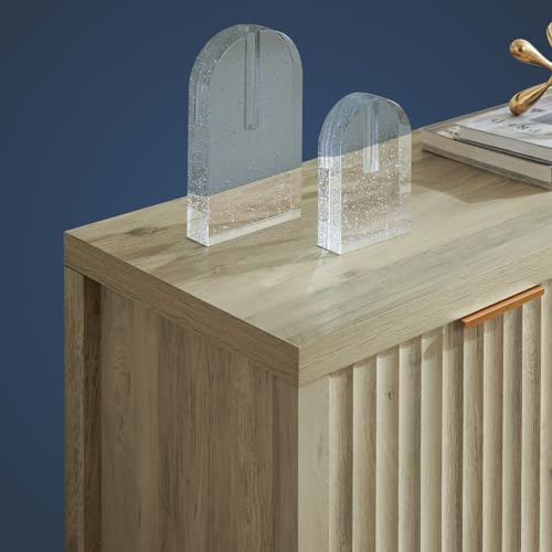 Fluted Sideboard Buffet Cabinet with Storage, 56" Large Buffet Modern Credenza with Adjustable Shelves