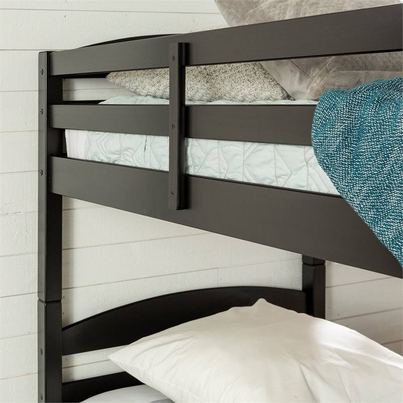 Pemberly Row Twin Over Twin Solid Wood Bunk Bed in Black