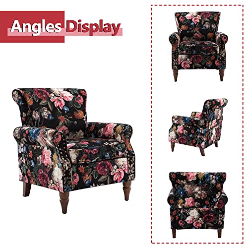HULALA HOME Modern Wingback Accent Chair with Wood Legs & Removable Cushion, Comfy Upholstered Armchair with Nailhead Trim