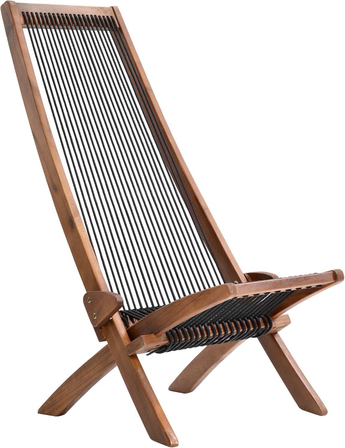 Folding Wooden Outdoor Lounge Chair Low Profile Acacia Wood Lounge Chair for The Patio Porch Deck Balcony Lawn Garden Wood Accent Furniture for Home