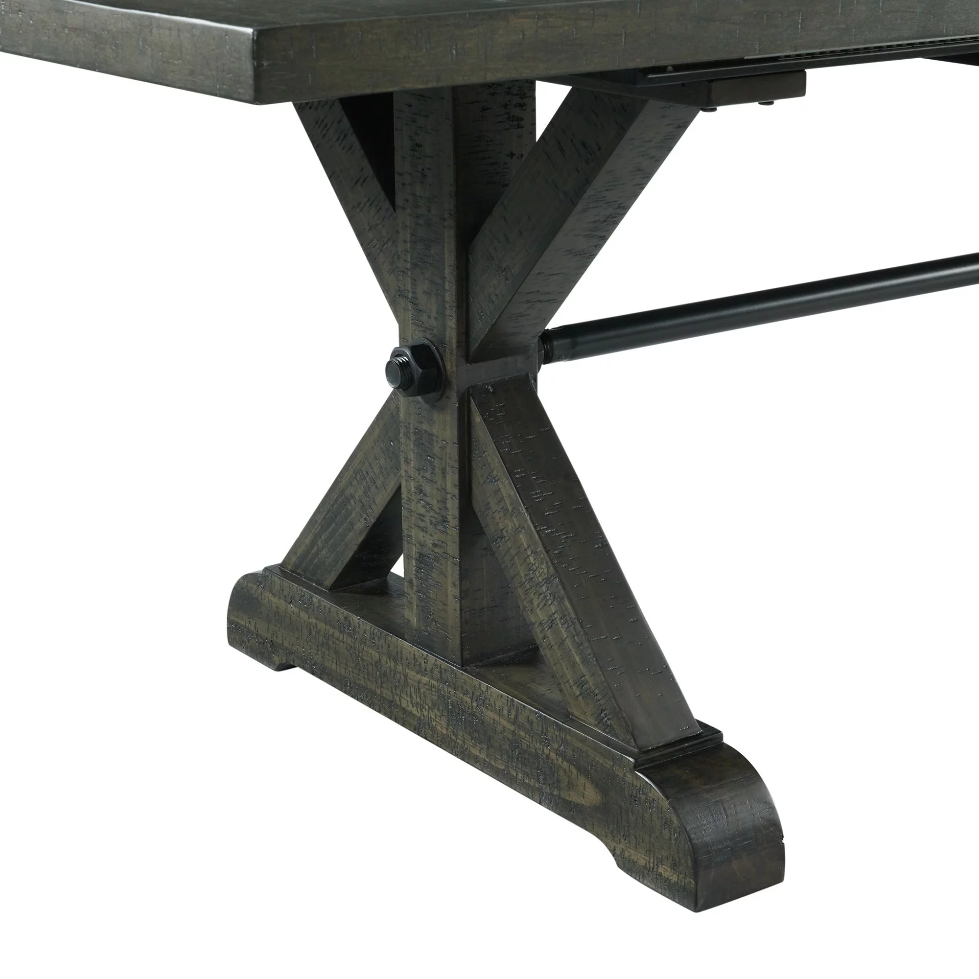 Trestle 96" Rectangle Extension Pedestal Dining Table in Distressed Gray Wood