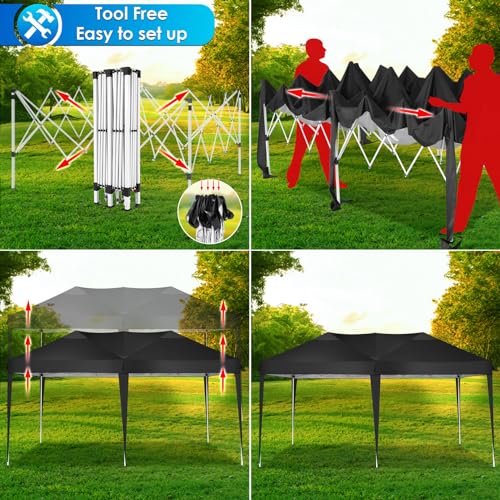 COBIZI Canopy 10x20 Pop Up Canopy Tent with 6 Sidewalls Party Tents for Parties Weddings Backyard Waterproof Canopy Outdoor Commercial Canopy Event