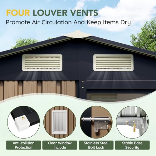 6x4FT Outdoor Steel Storage Shed with Clear Window, Lockable Doors, Weather-Resistant Metal Tool Shed for Garden, Backyard, Patio, and Utility Storage