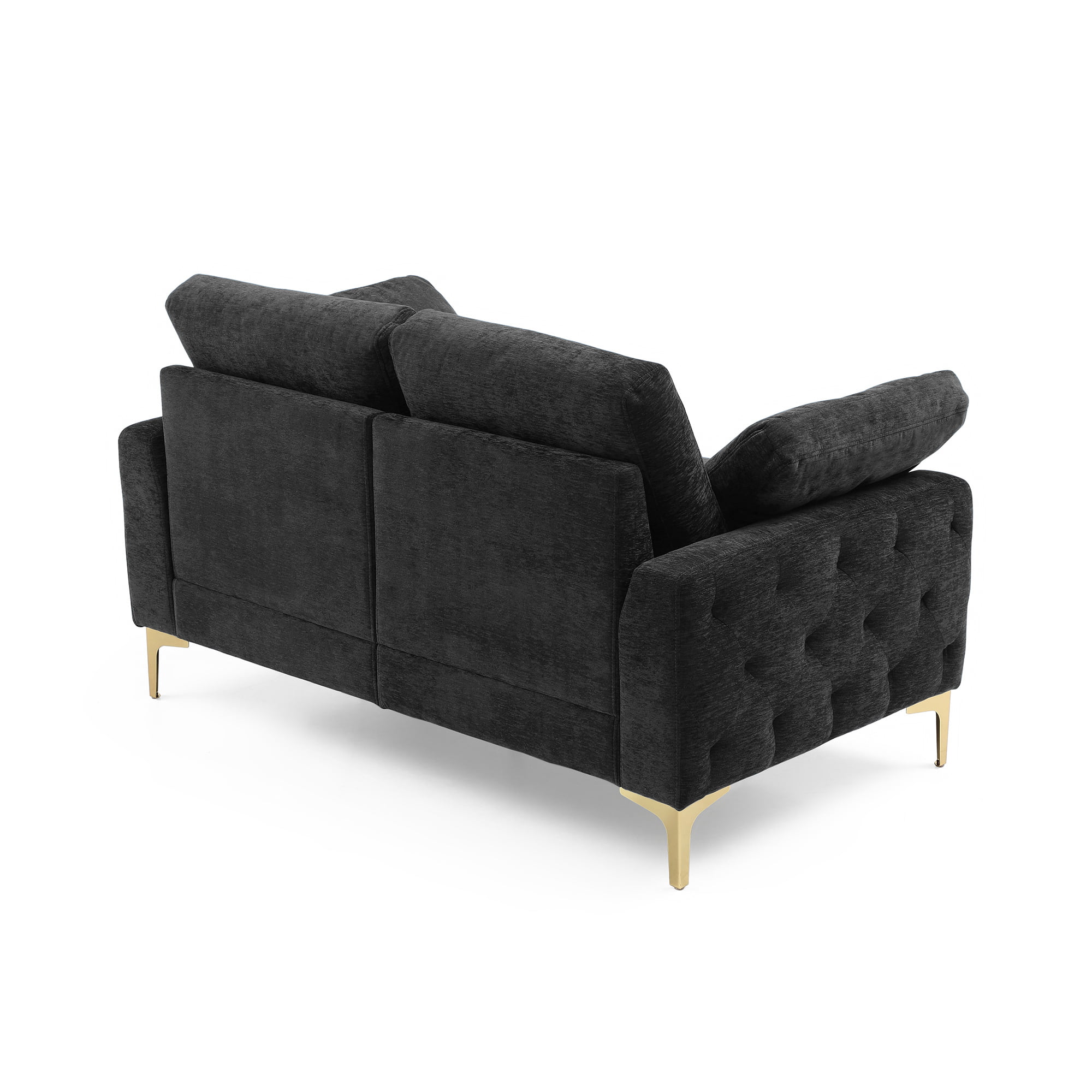Modern Chenille Upholstered Loveseat, 2 Seater Tufted Sofa Couch with Arm Pillows Metal Legs Removable Cushions for Living Room Bedroom Apartment