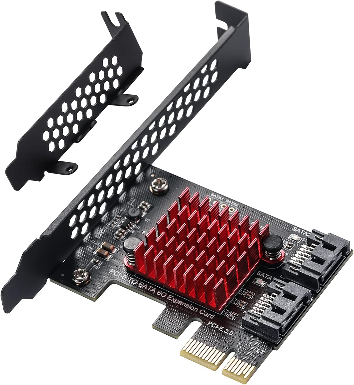 MZHOU PCI-E 1X Interface 3.0 10 Port SATA Card with 10 SATA Cables & SATA Power Splitter Cable and Low Profile Bracket - 6Gbps SATA 3.0 PCIe Card