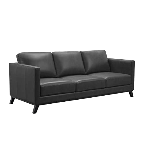 Abbyson Living Mid-Century Modern Premium Top Grain Leather Sofa, Camel