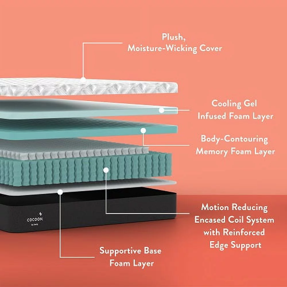 Cocoon by Sealy 12" Medium Hybrid Mattress in a Box, Adult, Full