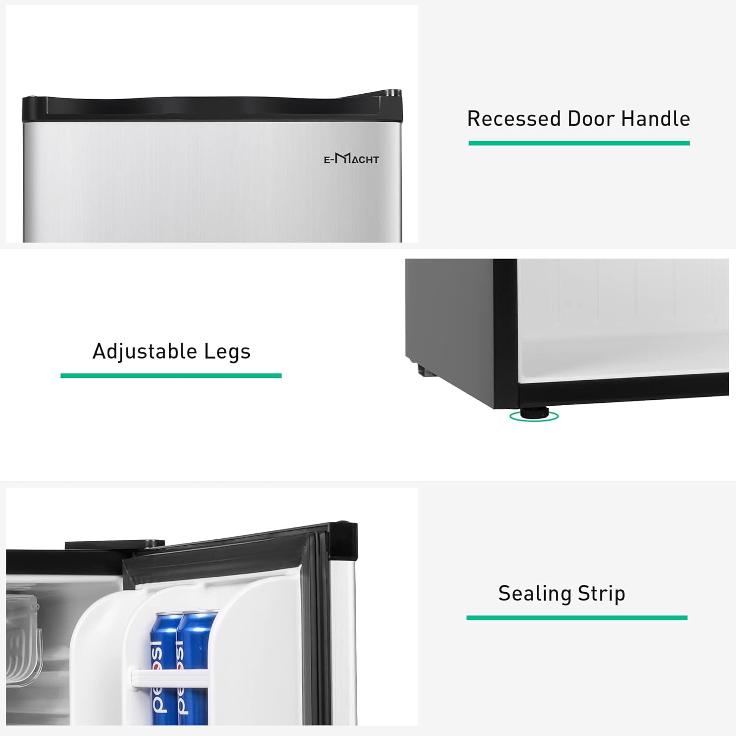 Mini Fridge with Freezer, Single Door Compact Refrigerator with Adjustable Legs, Adjustable Thermostat Control, Removable Shelf