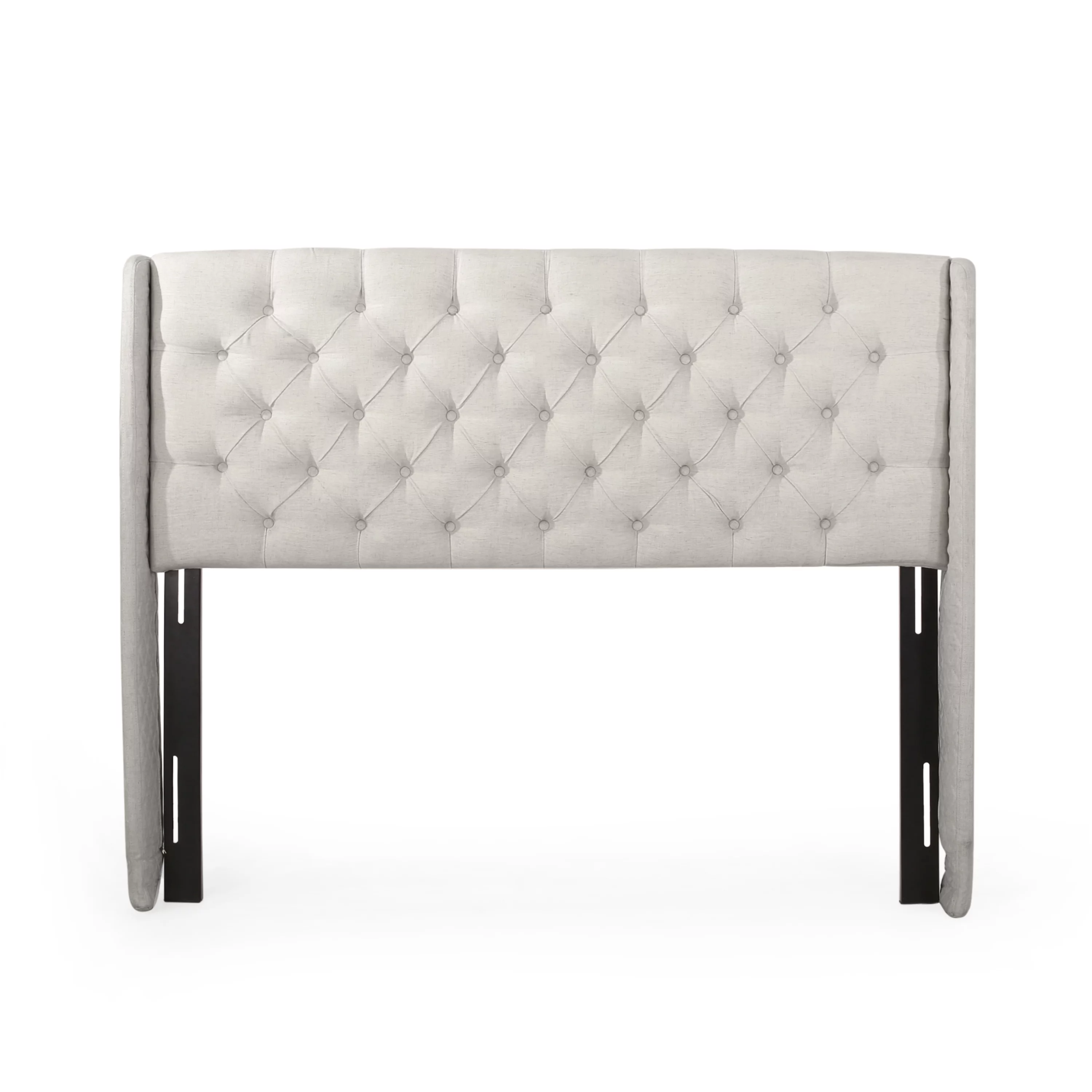 Noble House Ashley Full/Queen Wingback Tufted Beige Fabric Headboard