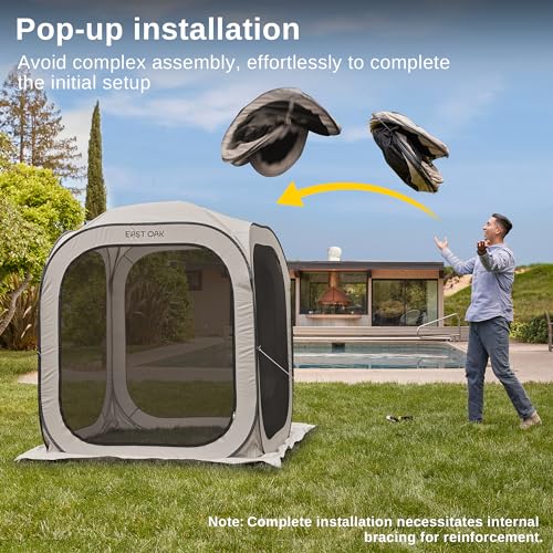 EAST OAK Screen House Tent Pop-Up, Portable Screen Room Canopy Instant Screen Tent 10 x 10 FT with Carry Bag for Patio, Backyard
