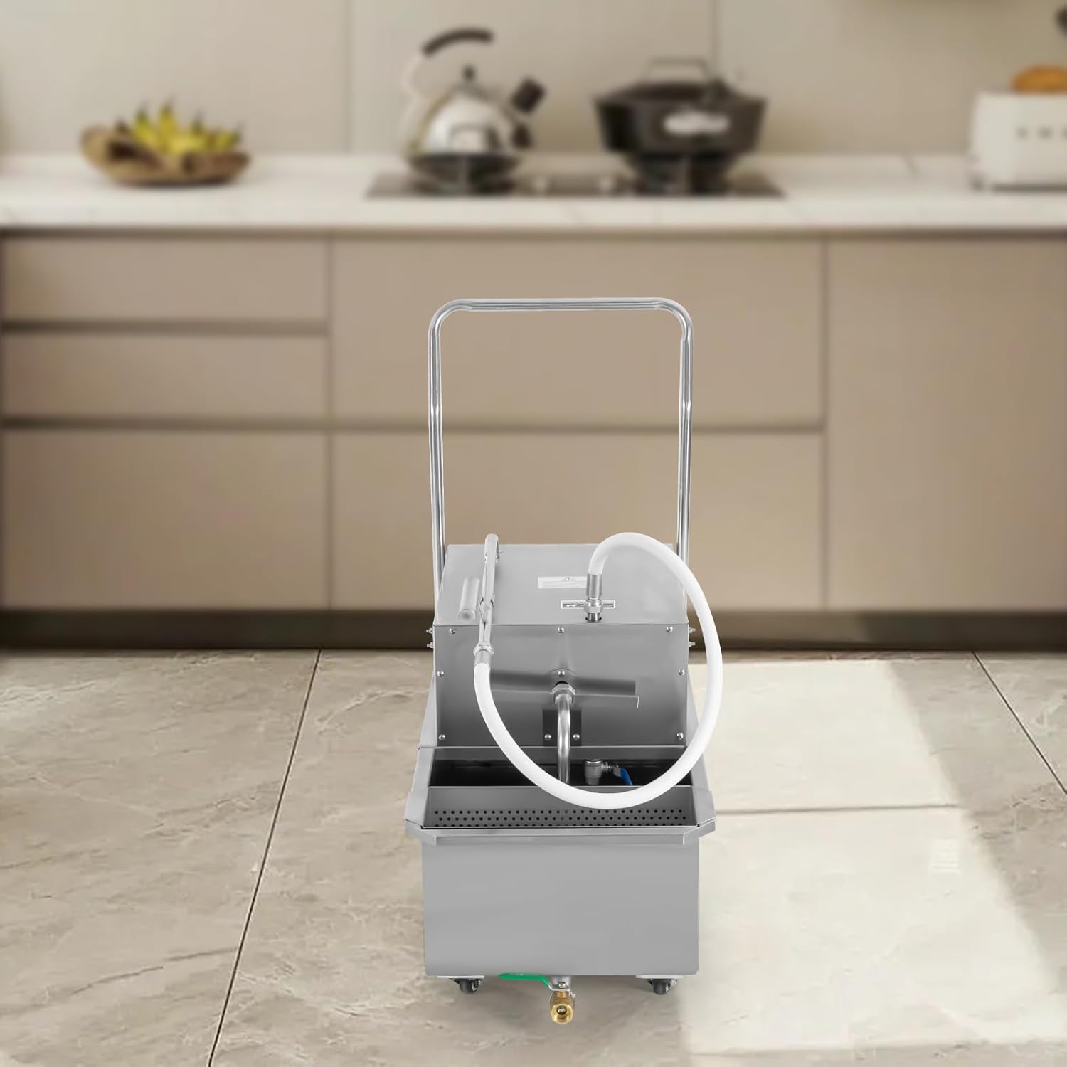 550W Mobile Fryer Filter, Deep Fryer Filter Oil Filter 55 L /14.5 Gal Restaurant Oil Filter Machine
