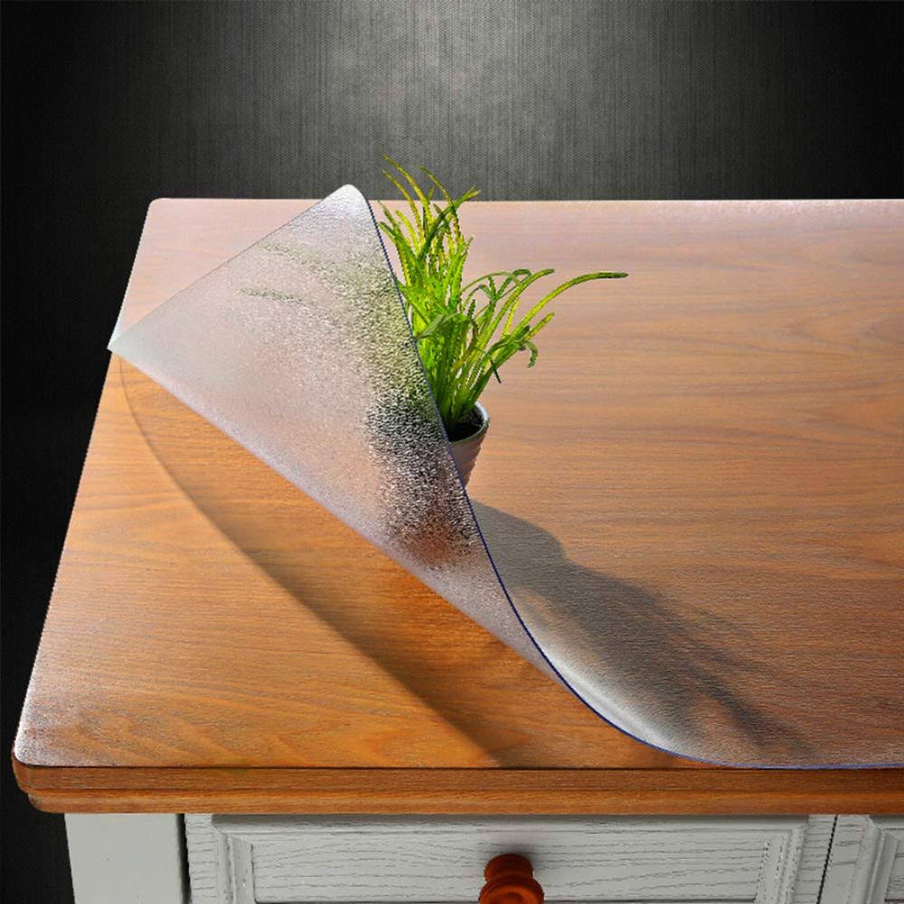 NECAUX Custom Multisize 1.5mm Thick Frosted PVC Table Cover Protector - 30 x 30 inch Waterproof PVC Table Protector Square Vinyl