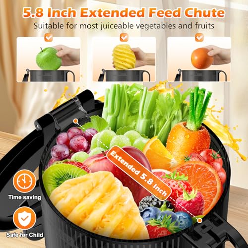 Juicer Machines with 5.8" Large Feed Chute, Cold Press Juicer For Whole Vegetables and Fruits