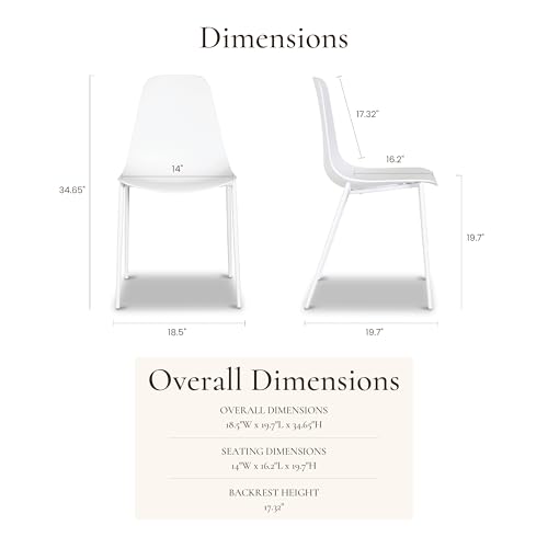 POLY & BARK Isla Modern Kitchen Chairs Set of 4 - Plastic Dining Chair with Metal Legs