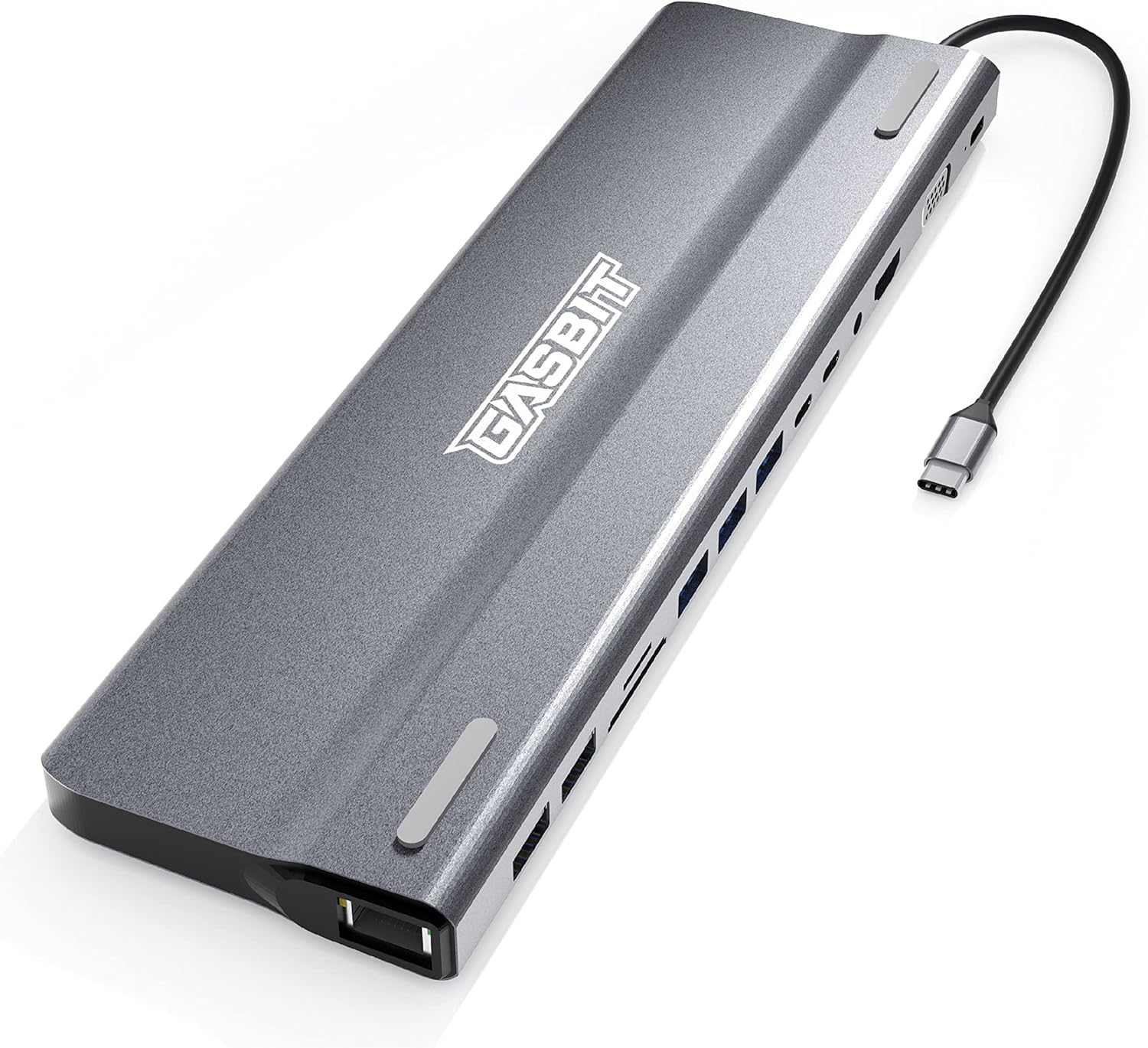 GASBIT 14-in-1 USB C Hub Multiport Adapter - USB C Power Adapter; USB-C Dongle; HDMI; VGA; SD Card Reader; MicroSD Card Reader; Ethernet; 2 USB 2.0