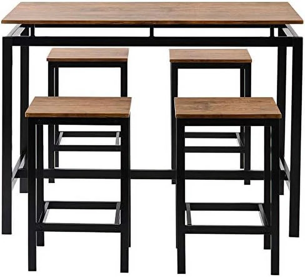 NLIBOOMLife 5-Piece Dining Table Set for 4  Modern Kitchen Counter Height Table Set with 4 Stools  Wood Pub Table  Table Set  Dining Room Table Set