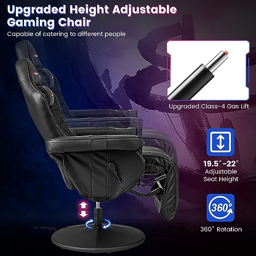Goplus Massage Gaming Chair, Racing Style Gaming Recliner w/Adjustable Backrest and Footrest