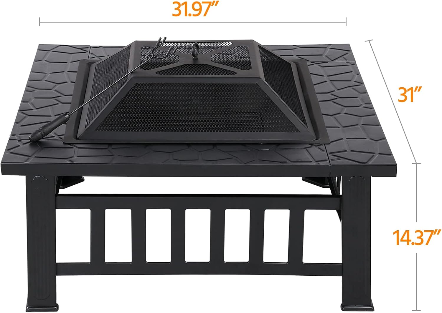 Yaheetech Multifunctional Fire Pit Table 32in Square Metal Firepit Stove Backyard Patio Garden Fireplace for Camping, Outdoor Heating
