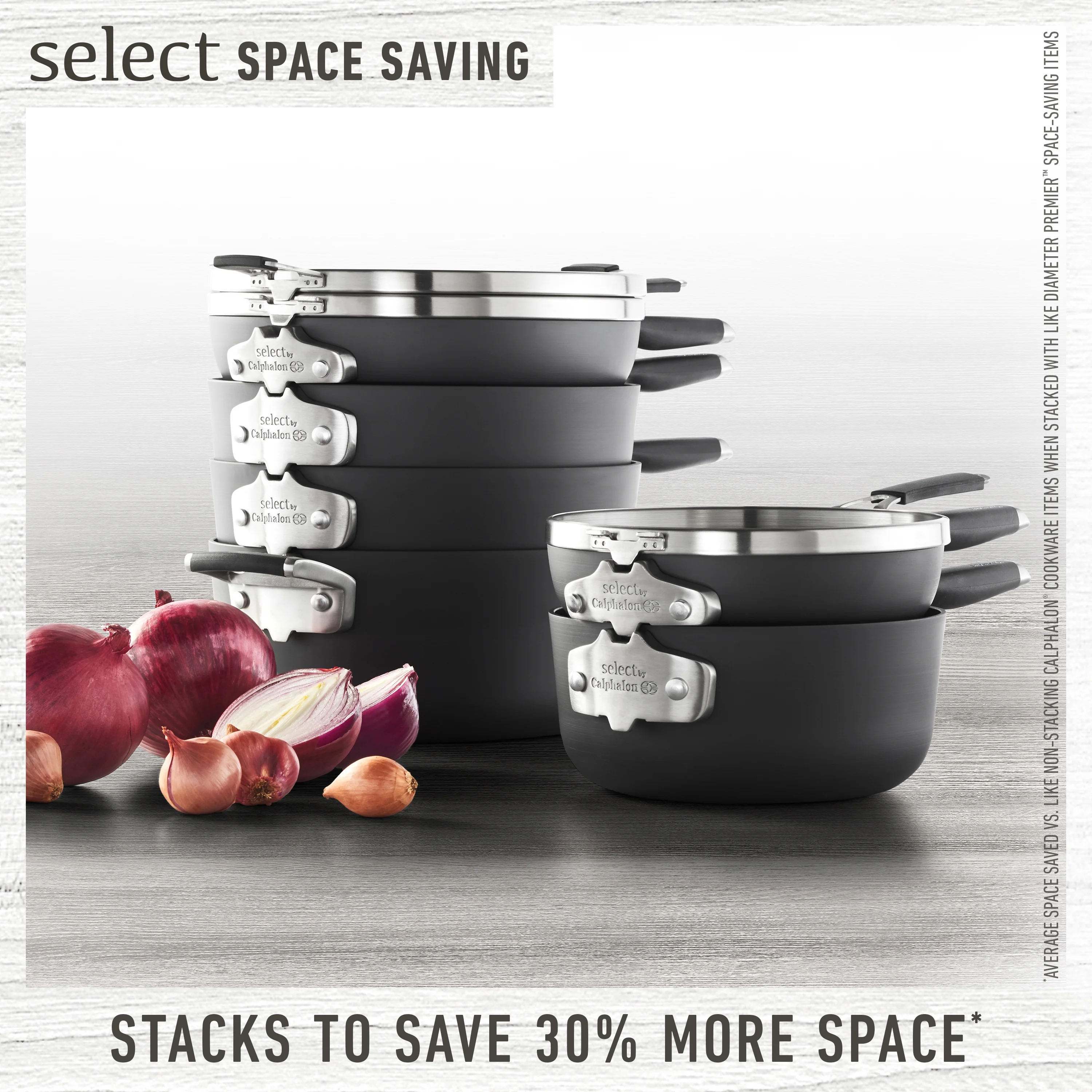 Select by Calphalon Space-Saving Hard Anodized Nonstick Pots and Pans, 14-Piece Cookware and Utensil Set - Curated Treasures Market