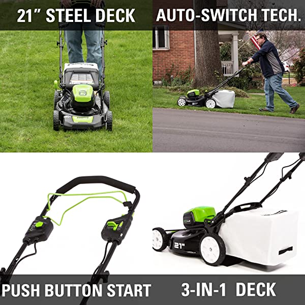 Greenworks Pro 80V 21 inch Cordless Push Lawn Mower, Includes Two 2Ah Batteries and Charger, GLM801601 (2) 2Ah Batteries Push
