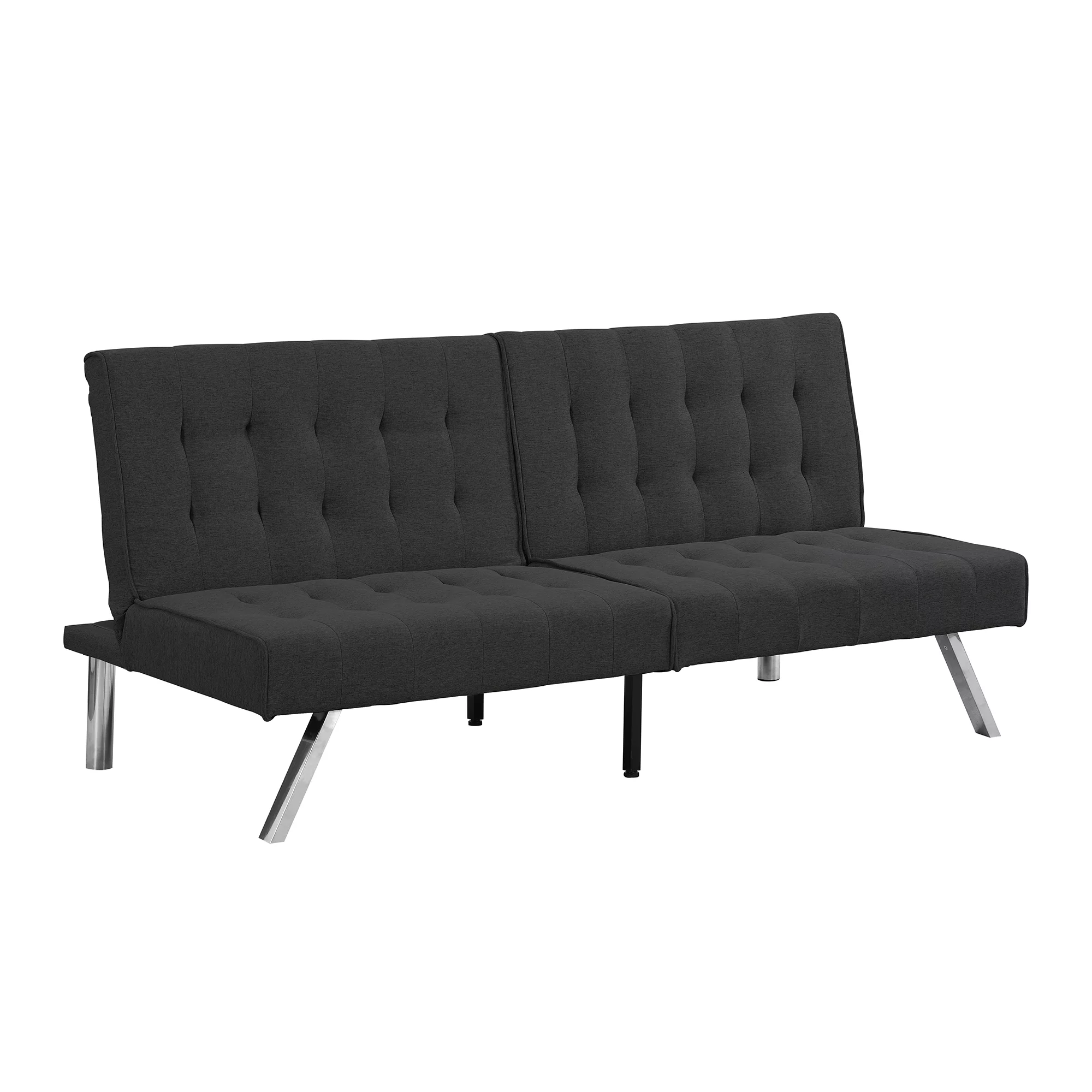 CoSoTower Wood Frame, Stainless Leg, Futon, Sofa Bed Black