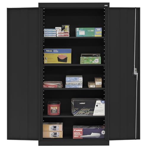 Sandusky Lee EA4R362472-02 Welded Steel Elite Storage Cabinet with Adjustable Shelves, 24" Length x 36" Width x 72" Height, Charcoal