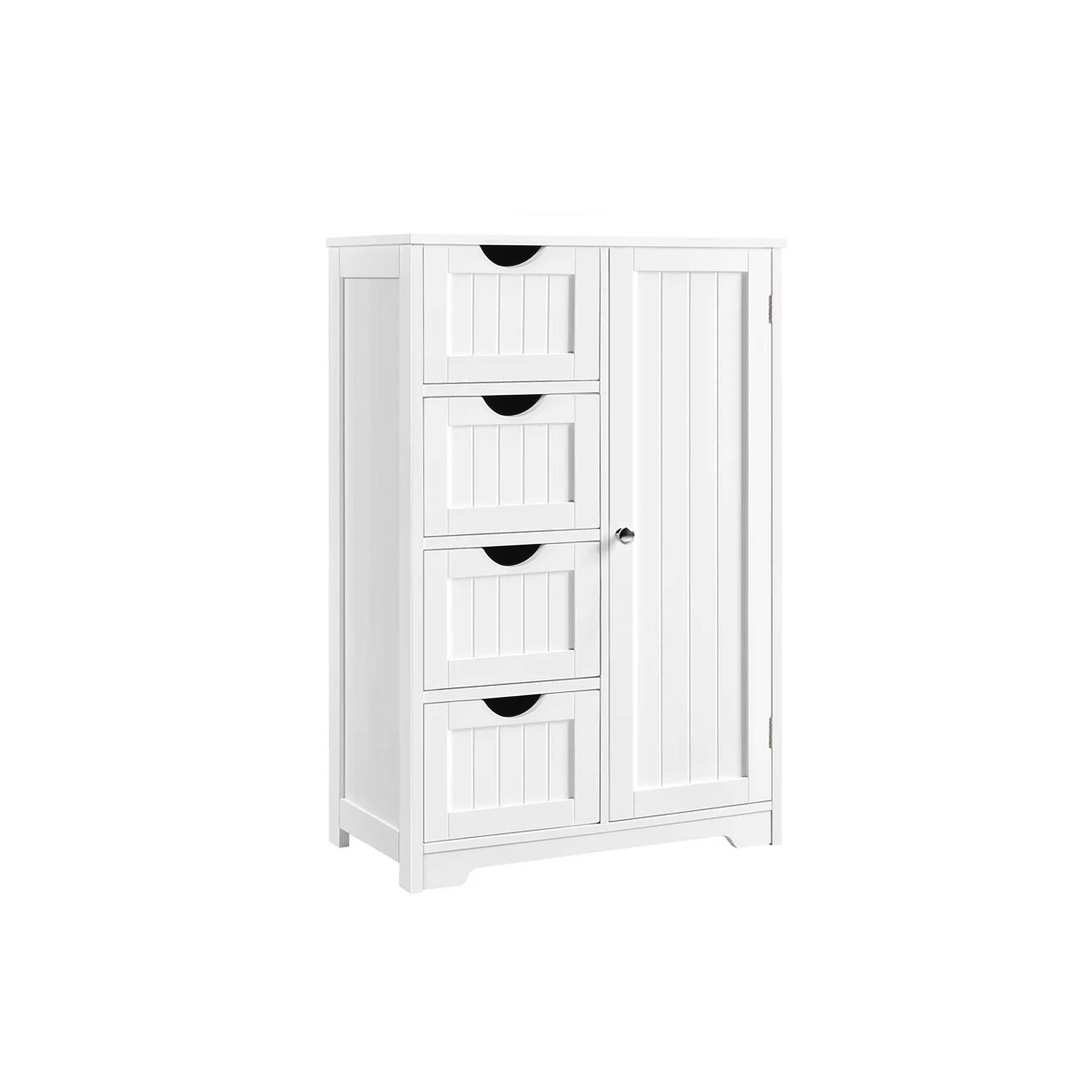 Veikous 4 Drawers Bathroom Storage Cabinet and Cupboard 2 Shelves - White