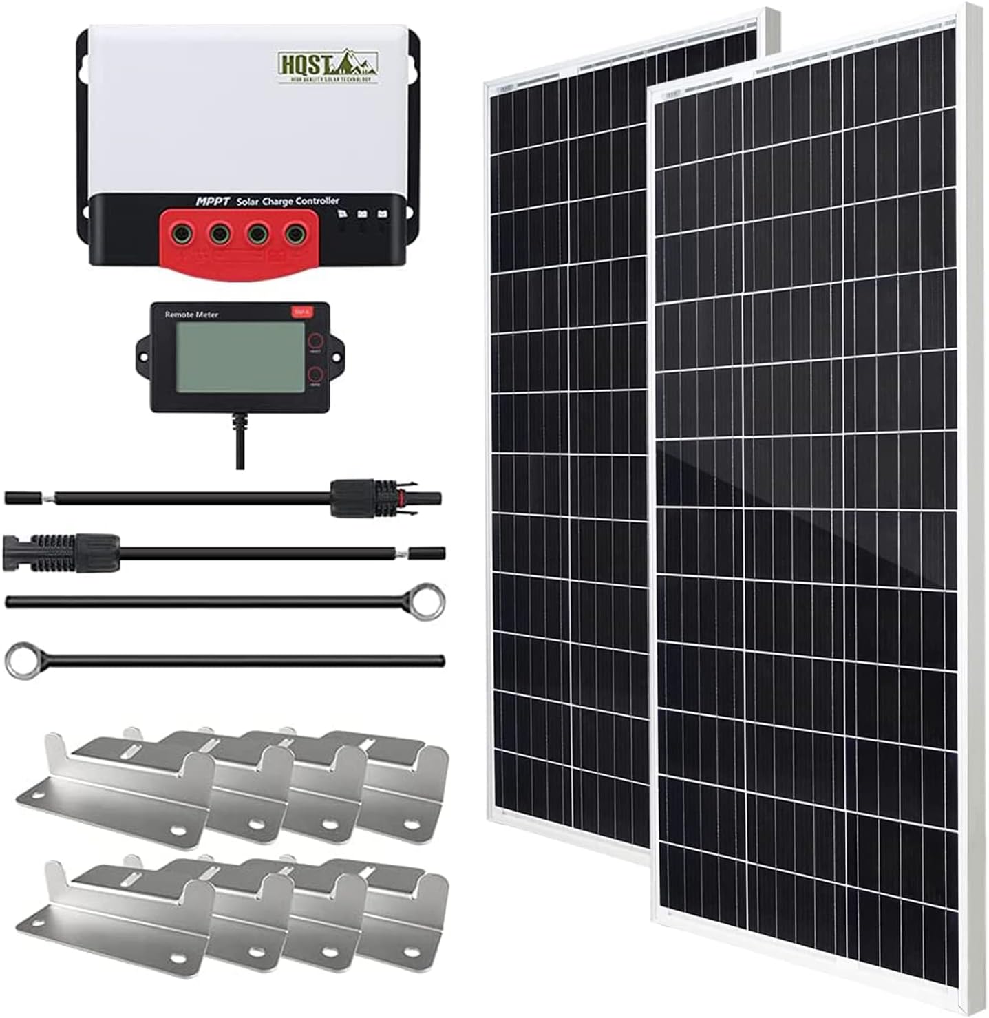 HQST 400W Solar Panel Kit 12V Monocrystalline Solar Panel with 40A MPPT Solar Charge Controller, Mounting Z Bracket, 20FT 10AWG Solar Cable