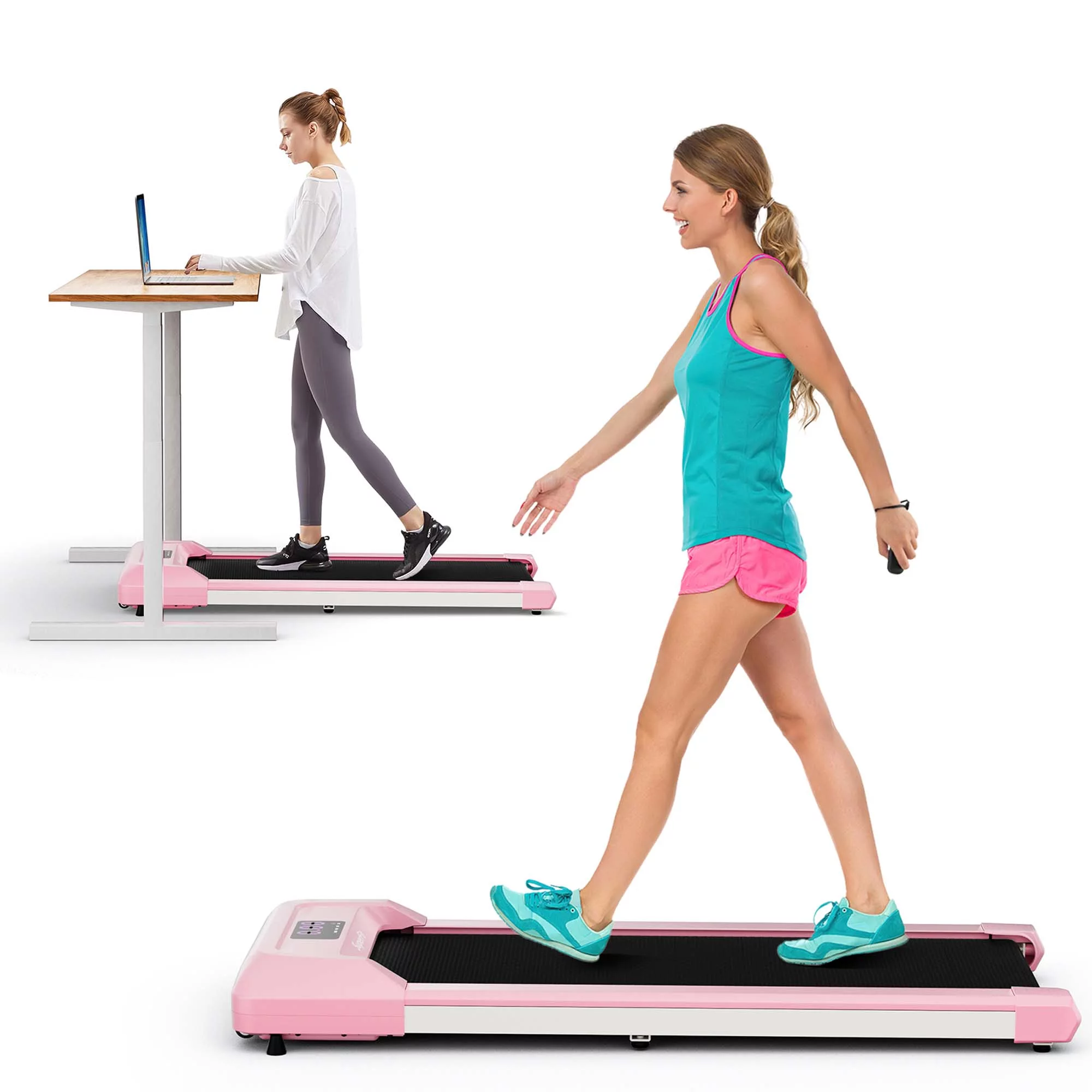 SuperFit 0.6-3.8MPH Walking Pad Under Desk Treadmill with Remote Control and LED Display Black