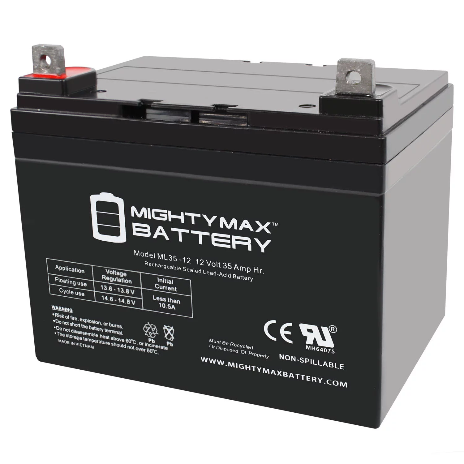 ML35-12 - 12V 35AH DC DEEP CYCLE SLA SOLAR ENERGY STORAGE BATTERY